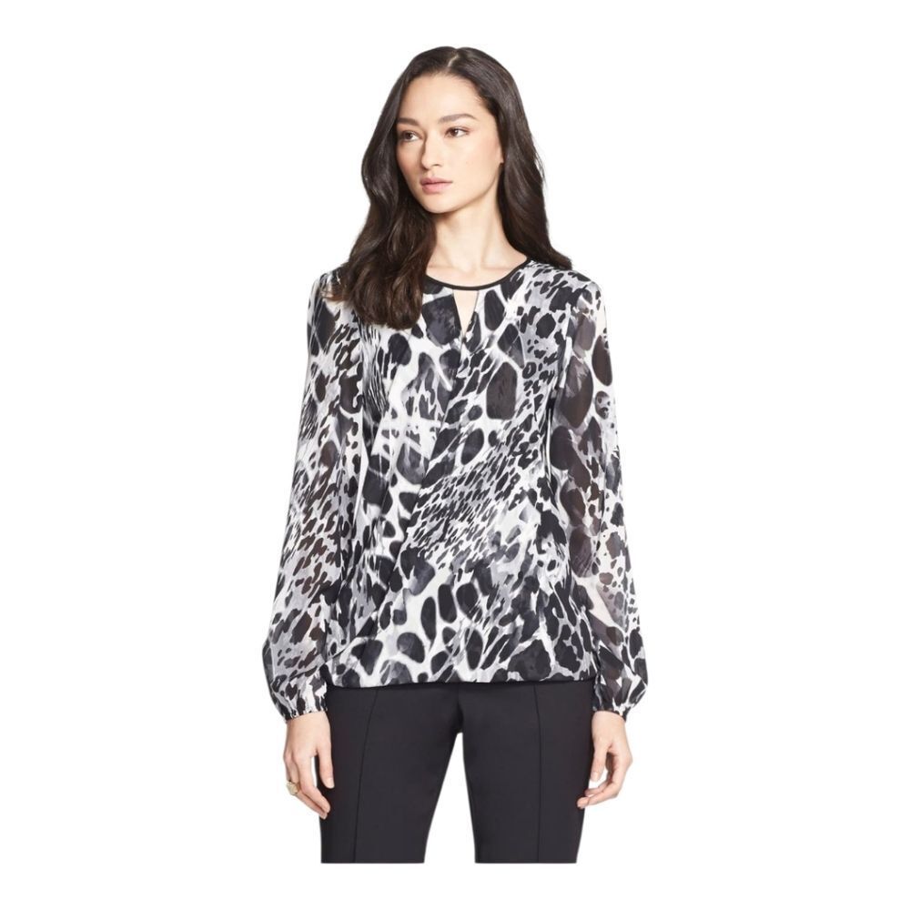 St John Collection Animal Print Silk‎ Georgette Blouse